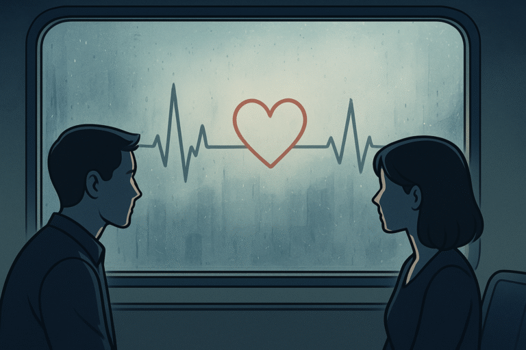 Dream Girl sitting to embark metro romance short story comic style